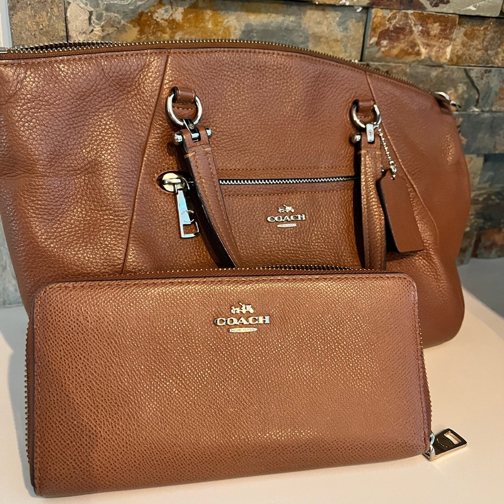 Brown Coach Bag with Matching Wallet